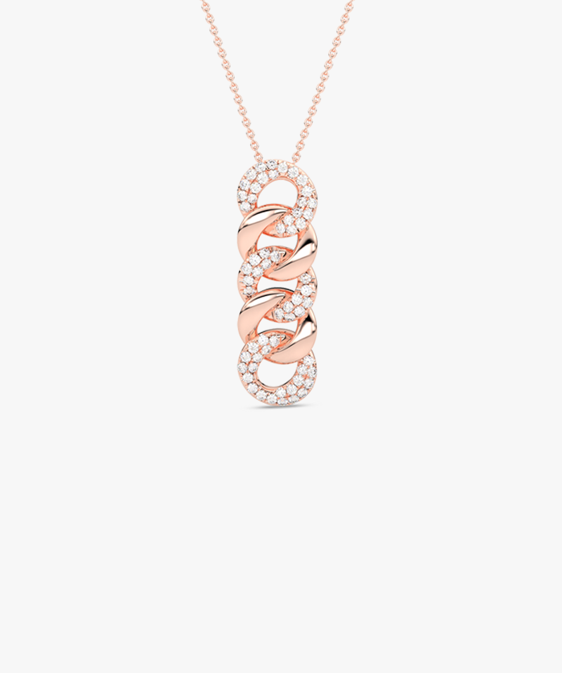 Elegancki wisiorek z ogniwami łańcucha złoto 14k z diamentowymi detalami od Venetia Jewels