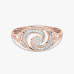 Złoty pierścionek z brylantami od Venetia Jewels w eleganckim wzorze spirali