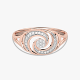 Złoty pierścionek z brylantami od Venetia Jewels w eleganckim wzorze spirali