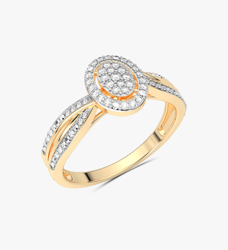 Złoty Pierścionek z Brylantami o eleganckim wzornictwie z ozdobnym szlifie