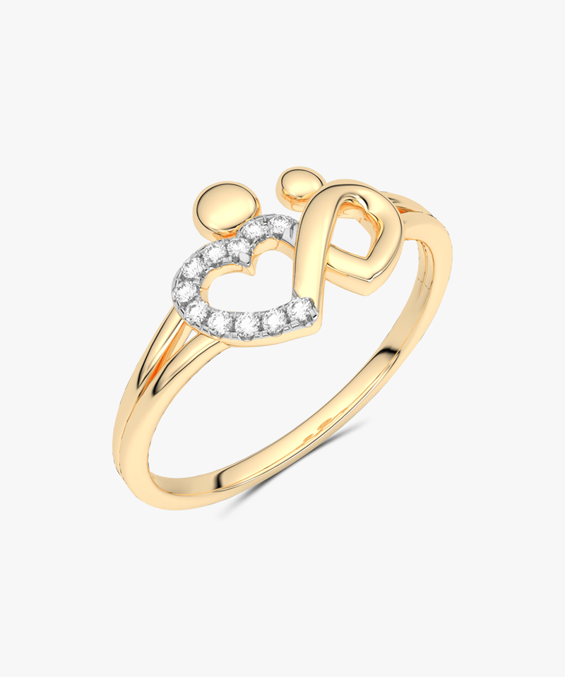 Złoty pierścionek serce 585 z diamentami w kształcie nieskończoności, elegancka biżuteria od Venetia Jewels