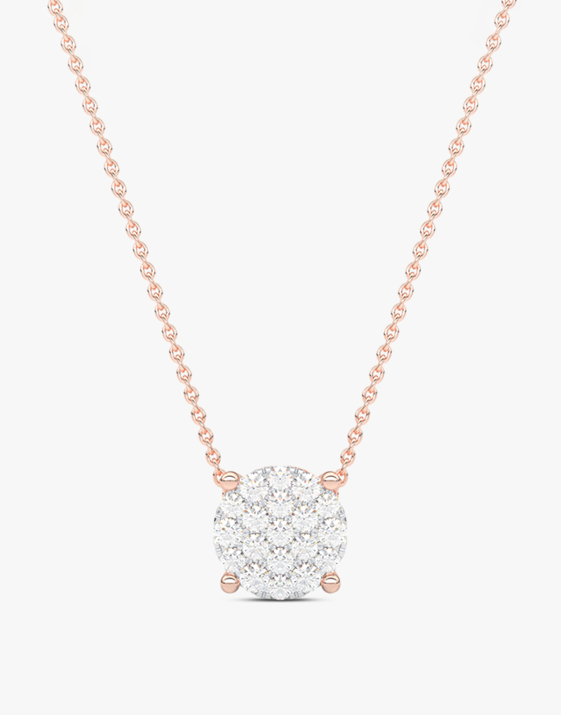 Złoty wisiorek z brylantami na różowym łańcuszku od Venetia Jewels, idealny na specjalne okazje