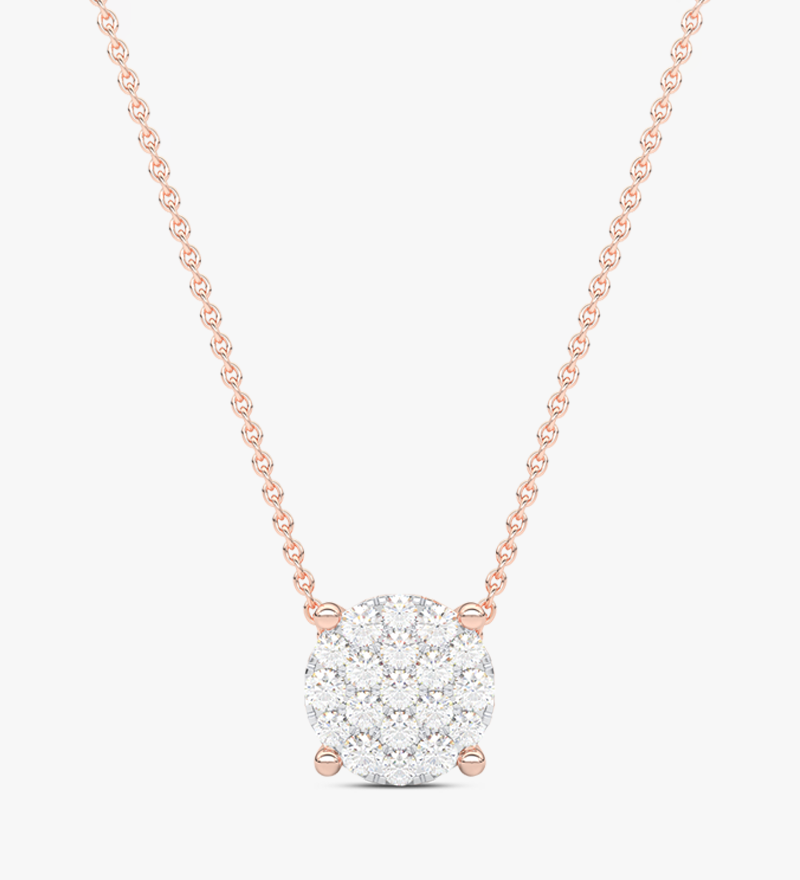 Złoty wisiorek z brylantami na różowym łańcuszku od Venetia Jewels, idealny na specjalne okazje