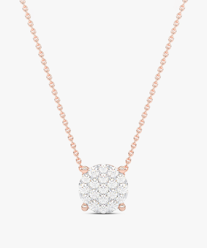 Złoty wisiorek z brylantami na różowym łańcuszku od Venetia Jewels, idealny na specjalne okazje